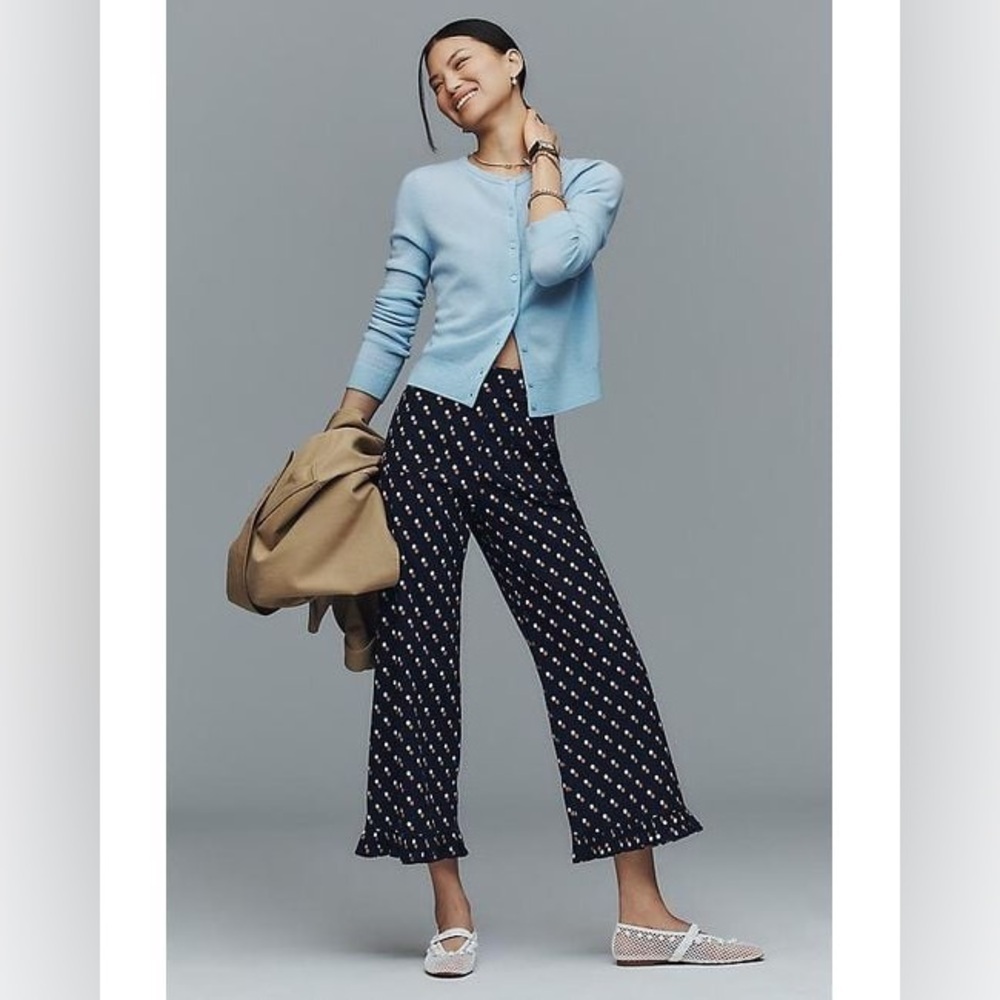 NWT Anthropologie Women's 26 The Colette Cropped High-Rise Wide-Leg Trousers